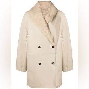 Loulou Studio Cream Double-Breasted Shearling